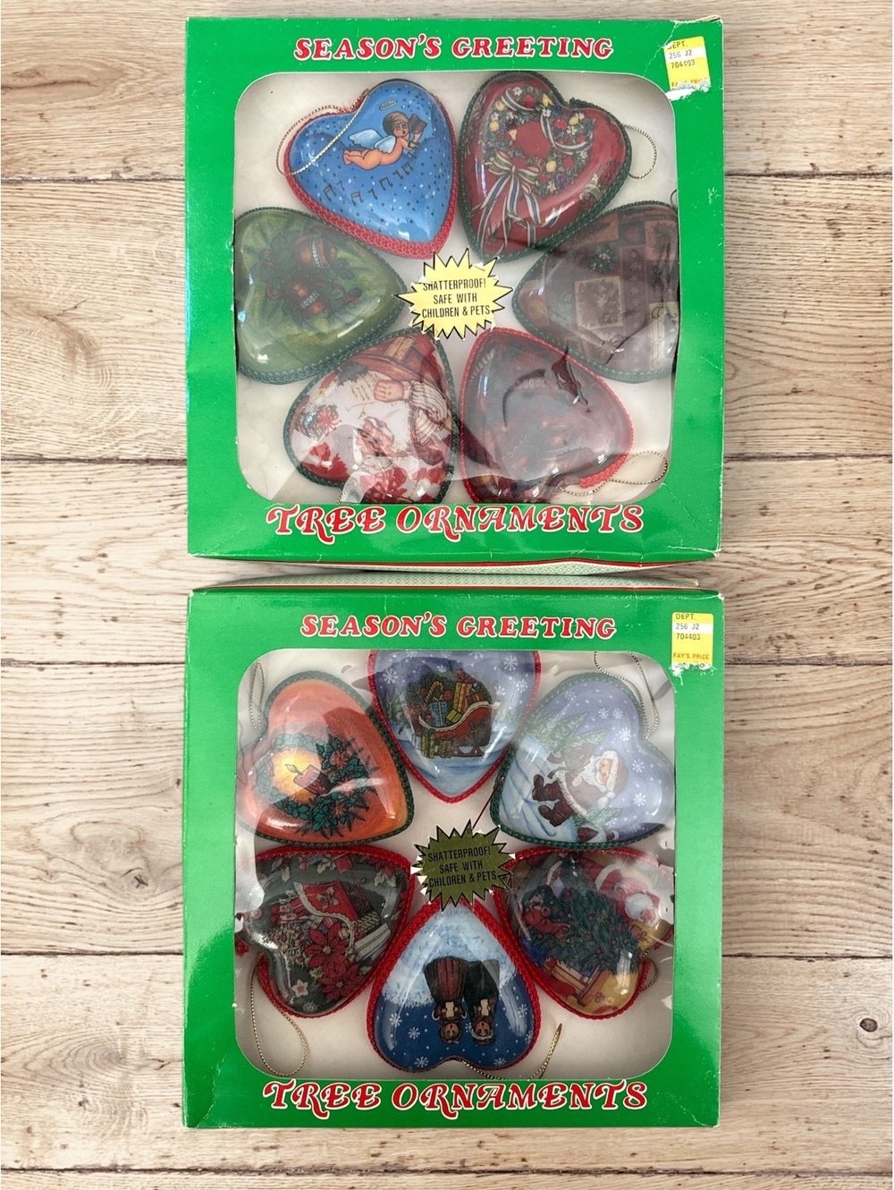 Vintage 1990s World Trend Christmas Heart Ornaments 12 Pc Set Taiwan Original Bx